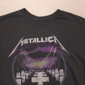 Metallica Band Crew Neck Graphic Short Sleeve T Shirt Mens Size Medium M Gray